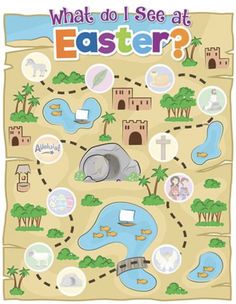 what do i see at easter? poster with an elephant and other things on it