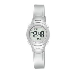 Add some shine to your sport-chic style with this women's silver-tone chronograph digital sport watch. Brand: ArmitronDial Color: GrayStrap: Silver-tone resinClasp: BuckleMovement: DigitalWater Resistance: 100mCase Width: 27mmCase Thickness: 11mmBracelet Dimensions: 7.75" long; 30mm wideModel No.: 45/7012SILSpecial Features: Calendar function, alarmJewelry photos are enlarged to show detail. Modern Silver Chronograph Watch With Stopwatch, Modern Silver Watch Accessories With Stopwatch, Modern Silver Digital Watch With Stopwatch, Modern Silver Stopwatch Watch Accessories, Silver Chronograph Sports Watch, Silver Sports Watch With Chronograph, Silver Chronograph Digital Watch With Round Dial, Silver Sports Chronograph Watch, Silver Digital Watch With Chronograph