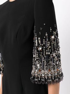 Jenny Packham Bergman crystal-embellished Midi Dress - Farfetch Luxury Midi-length Sequin Dress, Embellished Sequin Knee-length Dress For Cocktail, Luxury Embellished Midi Dress For Evening, Luxury Embellished Evening Midi Dress, Luxury Black Embellished Sequin Dress, Luxury Sequin Midi Dress For Evening, Luxury Embellished Sequin Cocktail Dress, Embellished Knee-length Midi Dress For Cocktail, Evening Midi Dress With Contrast Sequin