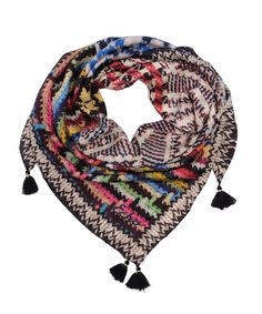 Apres Ski Patch Tassel Square in color Multi Bohemian Patterned Scarves For Fall, Multicolor Fringed Scarves For Festivals, Multicolor Fringe Scarves For Festival, Festival Multicolor Scarves With Fringe, Multicolor Fringe Scarf One Size, Multicolor Fringed Scarves One Size, Multicolor Fringe Scarves One Size, Multicolor Woven Winter Scarf, Bohemian Multicolor Scarves With Abstract Print