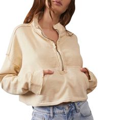 White Swan, Cotton Pullover, Free People Sweater, Fashion Details, Off Duty, Half Zip, French Terry, Mock Neck, Free People