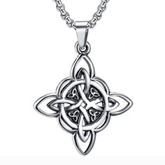 PRICES MAY VARY. Quaternary Celtic Knot: Intricate and harmonious, this quaternary Celtic knot necklace is beautiful and symbols about North, South, East, West, or four seasons. Pendant Size: 1.4*1.4 inches; Chain Length: 23 inch; Weight: 20 g. Great Gift Idea: Celtic knots are complete loops that have no start or finish and could be said to represent eternity, means loyalty, faith, friendship or love. Great gift for wife, daughter, friend. Various Occasions: Wedding statement promise, cocktail Triquetra Necklace, Celtic Triquetra, Celtic Knot Necklace, Initial Necklace Silver, Mens Sterling Silver Necklace, Celtic Knot Pendant, Silver Dog, Symbol Necklace, Trinity Knot