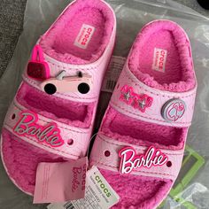 Limited Edition Crocs X Barbie Slides Barbie Crocs, Croc Slides, Crocs Slides, Barbie The Movie, Crocs Pink, Pretty Sneakers, Crocs Fashion, Pink Crocs, Crocs Sandals