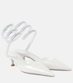 Cleo embellished leather sandals in silver - Rene Caovilla | Mytheresa Rene Caovilla Shoes, Womens Strappy Sandals, Designer Beach Wear, Latest Sandal, Mid Heels Pumps, Rene Caovilla, Silver Sandals, Brown Leather Sandals, Embellished Sandals