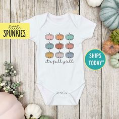 Cute Pumpkins Onesies® Brand, It's Fall Y'all with Pumpkins Onesies® Brand, Fall Infant Bodysuits PRODUCTION TIME Little Spunkies from the designer/owner of Spunky Pineapple Co https://www.etsy.com/shop/SpunkyPineappleCo   All baby and toddler clothes are 100% designed and printed with water based ink. All orders placed before 12:00 pm EST are shipped out same day (Monday - Friday). Orders received after noon are shipped out the next business day. ONESIES® BRAND  Made from 100% Cotton. We print Pumpkin Onesie, Cute Pumpkins, Baby And Toddler, Toddler Clothes, Cute Pumpkin, Toddler Tees, It's Fall, Gender Neutral Baby, Toddler Outfits