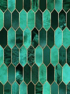 an abstract green background with hexagonal shapes and gold foil on the top half