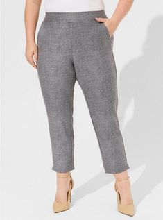 Pull-On Relaxed Taper Studio Luxe Ponte High-Rise PantPull-On Relaxed Taper Studio Luxe Ponte High-Rise Pant, IVY TEXTURE Relaxed Trousers, Black Chinos, Wide Leg Dress Pants, Ponte Pants, Comfy Pants, Dress Slacks, High Rise Pants, Jumpsuit Trousers, Torrid Dresses