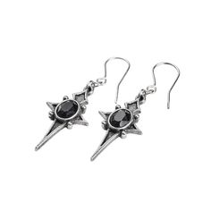 Stars of Life in gothic form, to shine in celestial darkness. Comes as Pair of 2 Made of durable high-quality pewter Detailed precision molded design Great for occasions or everyday wear Will last a lifetime with proper care Black Star-shaped Metal Earrings, Black Star-shaped Nickel-free Earrings, Nickel-free Black Star Earrings, Symbolic Black Earrings For Gift, Black Star-shaped Metal Jewelry, Black Star Shaped Metal Jewelry, Gothic Star-shaped Metal Earrings, Silver Star Gothic Earrings, Gothic Star-shaped Pierced Earrings