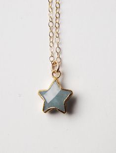 Aquamarine Star Gold Necklace Star Gold Necklace, Blue And Gold Necklace, Gold Star Necklace, Blue Gemstone Necklace, Star Necklace Gold, Gold Chains For Men, Dope Jewelry, Jewelry Lookbook, Funky Jewelry