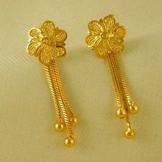 Bridal Wedding Goldplated Earrings Traditional Designer Dangle Fashion Earrings | eBay Golden Earrings Indian, Gold Earrings Designs For Daily Use, Fashion Jewelry Necklaces Gold, Dubai Gold Jewelry, Gold Earrings Indian, Gold Earrings Models, Gold Bridal Necklace