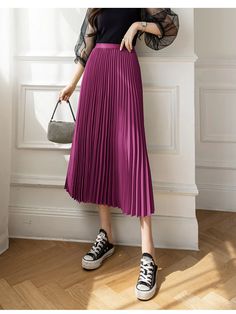 Non-stretch Lined Midi Skirt, Pink Pleated A-line Skirt, Pleated Non-stretch Flared Maxi Skirt, Pink Pleated A-line Maxi Skirt, Pink A-line Pleated Maxi Skirt, Non-stretch Purple Skirt For Spring, Non-stretch Pleated Full Maxi Skirt, Purple Non-stretch Skirt For Spring, Spring Non-stretch Purple Skirt