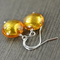 Yellow Murano glass earrings Venetian glass Nickel-free Murano Glass Jewelry For Gifts, Nickel-free Murano Glass Jewelry Gift, Shiny Finish Dangle Earrings Gift, Shiny Finish Dangle Earrings For Gift, Shiny Dangle Earrings As Gift, Shiny Dangle Earrings For Gift, Modern Yellow Jewelry For Gifts, Modern Yellow Jewelry For Gift, Amber Czech Glass Nickel-free Jewelry