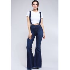 High Waist Flare Pants With Suspender High Waist Fitted Overalls With Suspenders, Fitted High Waist Overalls With Suspenders, Fitted Wide Leg Overalls With Pockets, High Waist Bottoms With Suspenders For Spring, Fitted Bottoms With Suspenders For Spring, Trendy Fitted Bottoms With Suspenders, Wide Leg Bottoms With Suspenders For Summer, High Waist Bottoms With Suspenders For Summer, Summer Wide Leg Bottoms With Suspenders