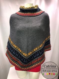 Handmade Mexican morning hand-woven with stamen Embroidered Poncho For Fall, One Size, One Size Embroidered Poncho For Fall, Embroidered One Size Poncho For Fall, Embroidered One-size Poncho For Fall, Traditional Embroidered Poncho For Winter, Traditional Embroidered Winter Poncho, Traditional Handmade Winter Cape, Winter Embroidered Long Sleeve Poncho, Handwoven Shawl Cape For Winter