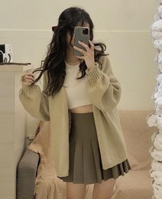 Rok Mini, Beige Outfit, Cute Dress Outfits, Japanese Outfits, Midi Skirts, Cute Outfit, Girly Outfits