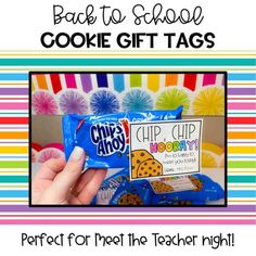 the back to school cookie gift tags are perfect for pre - k and 1st grade students