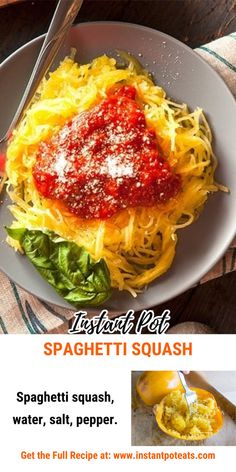 INSTANT POT SPAGHETTI SQUASH Cooked Squash, How To Cook Squash, Vegetarian Spaghetti, Spaghetti Recipes, Winter Squash, Summer Squash, Spaghetti Squash, One Moment