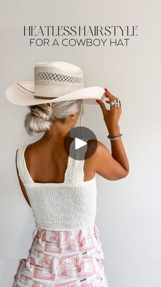 360K views · 4.7K reactions | HEATLESS COWBOY HAT HAIRSTYLE ⚡️
.
.
.
#heatlesshairstyle #hairstyleideas #hairstyletutorial #hairstyleinspo #festivalhair 
heatless hairstyle // hairstyle inspo // hairstyle ideas // hairstyle tutorial // festival hairstyle // country concert // cowgirl chic // cowgirl style // western fashion | Kira Mae | Post Malone · I Had Some Help Cowboy Hat Hairstyles, Mother Of The Bride Hairdos, Music Festival Hair, Short Hair Dos, Cowgirl Era, Chic Cowgirl, Hairstyle Hairstyle, Fancy Clothes, Easy Bun