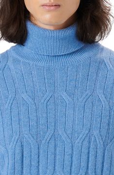 A distinguished cable-knit pattern textures this Italian-made turtleneck sweater made from a rich merino wool–blend knit. Turtleneck Long sleeves 40% merino wool, 30% viscose, 20% polyamide, 10% cashmere Hand wash, dry flat Made in Italy Wool Cable Knit High Neck Sweater, Merino Wool Cable Knit Funnel Neck Sweater, Merino Wool Cable Knit Sweater With Funnel Neck, Cable Knit Turtleneck, Cable Knit Turtleneck Sweater, Knit Turtleneck, Knit Turtleneck Sweater, Knit Pattern, Sweater Making