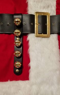 This  listing is for 1 black leather bell set for a 4 inch santa belt. It is made from 8 ounce Herman oak vegetable tanned leather and has all brass bells and brass snaps. These can also be made with chrome plated brass bells and snaps or in red if you would like. The belt isn't included with the listing. Please visit our store for santa belts, key holders and other leather goods Santa’s Belt Buckle Plastic, Santa Belt, Santa Belts, Santa Suit, Santa Suits, Key Holders, Brass Bells, Black Leather Belt, Vegetable Tanned Leather