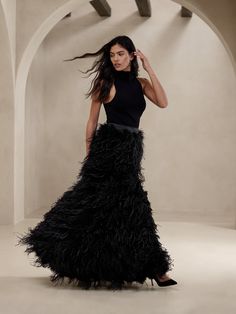 Luna Ostrich Feather Maxi Skirt | Banana Republic Ostrich Feather Jacket, Feather Skirt, Feather Jacket, Gala Events, Ostrich Feather, Maxi Styles, Ostrich Feathers, Midi Skirts, Women's Skirts