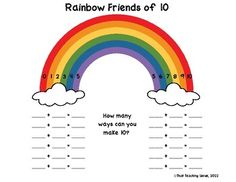 a rainbow worksheet for kids to learn how many ways can you make 10?