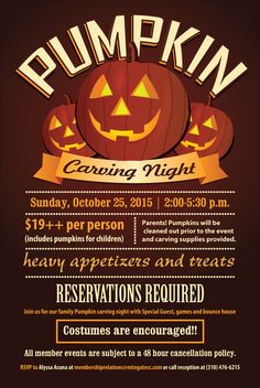 a flyer for pumpkin carving night