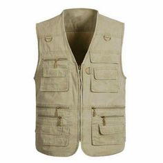 Men Sleeveless Denim Gilet Pockets Vest Waistcoat Outdoor Fishing Travel Hunting Photography Vest, Multi Pocket Vest, Hiking Vest, Men Waistcoat, Military Vest, Chaleco Casual, Cargo Vest, Fishing Vest, Tactical Vest