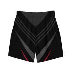 These men's swim trunks are perfect for a hot summer day. They are quick-drying, breathable, and have multiple pockets for your belongings. The silky, anti-chafe inner liner ensures maximum comfort. The trunks feature a stylish striped black, red, and gray geometric line pattern with a boho aesthetic and art deco design. These swim trunks are a great choice for anyone looking for a comfortable and fashionable bathing suit for summer activities. Don't wait, get yours now! • Fabric composition: (may vary by 5%) 91% recycled polyester, 9% spandex• Liner composition: 92% polyester, 8% spandex• Fabric weight (may vary by 5%): 5.13 oz/yd² (174 g/m²) • Four-way stretch water-repellent microfiber fabric• Anti-chafe mesh inner liner• Elastic waistband with drawcord• Mesh pockets• Small inside pocke Black Athletic Shorts With Built-in Shorts For Summer, Black Swim Trunks With Built-in Shorts For Beachwear, Black Swim Trunks With Liner For Outdoor, Black Breathable Swimwear For Beach, Black Moisture-wicking Swim Trunks For Outdoor, Moisture-wicking Black Swim Trunks For Outdoor, Summer Swim Trunks With Built-in Shorts For Training, Sporty Black Swim Trunks For Outdoor, Black Athletic Shorts For Summer Outdoor