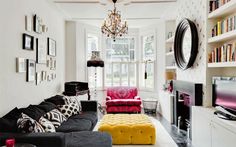 a living room filled with furniture and a flat screen tv