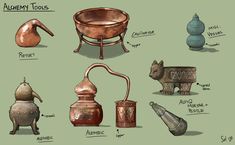 an assortment of ancient tools and their uses are depicted in this cartoon, which appears to be from the early 19th century