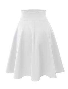 This basic versatile elastic waist flared skater skirt is a must have! This skirt offers comfort and style at the same time. Look chic in this skirt by pairing it with a bodysuit. Layer it over leggings on winter days or with a simple tee for warmer days. Feature - 90% Polyester / 10% Spandex - Durable, soft fabric offers all-day comfort / Flared at the bottom - Double stitching on bottom hem - Hand or machine wash in cold water - Made in U.S.A - Please look at the measurements below for guidanc Fitted A-line Mini Skirt, Chic Stretch A-line Skirt, Fitted A-line Elastane Skirt, Non-stretch High Waist Mini Skirt, Stretch A-line Gathered Skirt Bottoms, Elegant Non-stretch Full Skirt Bottoms, White Solid Color Party Skirt, Stretch A-line Bottoms With Solid Color, Stretch High Waist Solid Color Mini Skirt