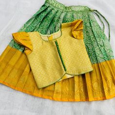 Kids Indian Wear Pure Silk !! Langa Designs, Pavadai Sattai, Kids Indian Wear, Bib Snow Pants, Baby Robes, Indian Party, Indian Party Wear, Kids Designer Dresses, Ruffle Romper