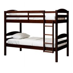 a bunk bed with two sets of mattresses