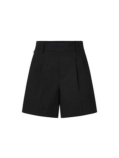 MO&Co. Women's Wool Tailored Shorts These shorts are tailored with exquisite craftsmanship, crafted from luxurious wool and featuring a relaxed silhouette. With a high-rise waistband and belt loops, the shorts are adorned with an elegant front pleat design and a side zipper closure. Encapsulating sophisticated style, these shorts are the perfect addition to any chic wardrobe. Features : - High waist with belt loops- Pleated front design- Side zip closure Code: MBC3SOT013The back length of size S Elegant Shorts, Grey Short Dress, Smart Shorts, Chic Wardrobe, Spring Valley, Female Shorts, Tailored Shorts, Pleated Shorts, Front Design