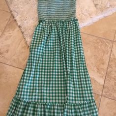 Kate Spade Cotton Green Gingham Dress Size Xl Brand New Smocking On Top For Extra Stretch Fits 14/16 Spring Smock Dresses For Picnic, Casual Cotton Ruched Maxi Dress, Summer Ruched Dress For Picnic, Spring Smocked Dress For Picnic, Smocked Dress For Spring Picnic, Spring Smocked Dress For Picnics, Green Casual Dress For Picnic, Casual Green Dress For Picnic, Summer Smocked Midi Dress With Ruffle Hem