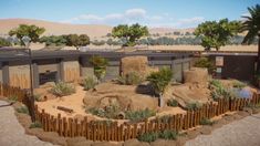 an artist's rendering of a desert zoo