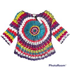 Nwt Sioni Open Weave Crochet Boho Sweater Size S/M Fun And Vibrant! Cotton/Acrylic Blend 3/4 Sleeves Rounded Hem Hand Wash For Reference, Mannequin In Photos Is A Size 6 New With Tags Tagged Size L/Xl However Measures Small/Medium. Please Check Measurements For Fit. Approximate Measurements Laying Flat: Pit To Pit: 18 Center Length: 24” Crochet Boho Sweater, Open Weave Crochet, Criss Cross Sweater, Thick Cardigan, Draped Sweater, Boucle Sweater, Plaid Cardigan, Crochet Boho, Cardigan Sweater Vest