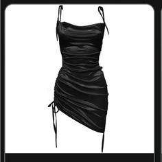 Black Slip Dress. Polyester And Spandex. Silk Appearance. Adjustable Length And Straps. Plus Size Silk Dress, Little Black Dress Club, School Dance Outfits, Silk Black Dress, Black Satin Mini Dress, Tight Black Dress, Y2k Dress, Black Silk Dress, Fits Inspo