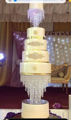 a wedding cake sitting on top of a table