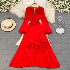 Red chiffon long A line dress red fashion dressFabric: chiffonColor: redSize(cm): S, M, L, XL(1inch=2.54cm)S length 132cm bust 86cm sleeve length 59cmM length 133cm bust 90cm sleeve length 59cmL length 134cm bust 94cm sleeve length 59cm&ltp&gtXL length 135cm bust 98cm sleeve length 59cm&lt/p&gt&ltbr/&gt Cocktail A-line Chiffon Maxi Dress, Red V-neck Chiffon Wedding Dress, Chic Chiffon Dress For Banquet, Red V-neck Chiffon Dress, Elegant Fitted Red Chiffon Dress, Red A-line Midi Dress For Banquet, Red A-line Chiffon Party Dress, Chic A-line Maxi Dress For Banquet, Red Fitted Chiffon Dress For Banquet