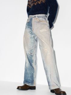 Blue Our Legacy Third Cut loose-fit jeans M4205TDD - Farfetch Sweden Fashion, Denim Print, Loose Fit Jeans, Casual Vest, Our Legacy, Sleeveless Tshirt, Cut Jeans, Contemporary Fashion, Blue Print