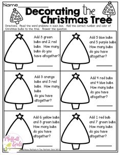 christmas tree worksheet for kids to learn how to decorate the christmas tree with