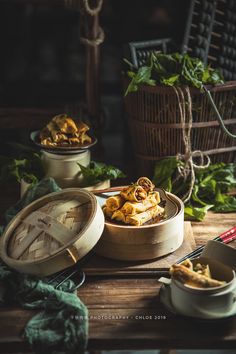 some food is sitting on a wooden table