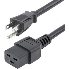 a black power cord with two plugs attached to it