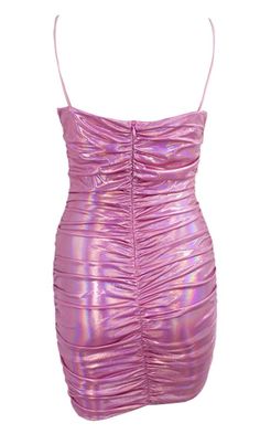 Versace Mermaid, Metallic Mini Dress, Metallic Mini Dresses, Purple Hands, Pink Metallic, Small Clutch, Bratz Doll, Square Necklines, Bodycon Mini Dress