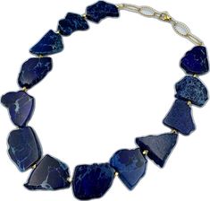 Blue Lapis Lazuli Jewelry, Blue Lapis Lazuli Jewelry With Large Beads, Blue Lapis Lazuli Necklace With Large Beads, Elegant Blue Lapis Lazuli Beaded Necklaces, Blue Lapis Lazuli Beaded Necklaces, Navy Blue Jewelry, Blue Statement Necklace, Necklace Chunky, Necklace Unique