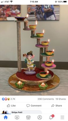 a cake with candles on top of it and an image of a person holding a cupcake