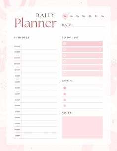 the daily planner is shown in pink