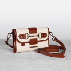 Reina Horse Bit Crossbody - Canvas & Leather - Urban-Equestrian Rodeo Chic, Lunch Pail, Cowhide Handbags, Brown Cowhide, Vanity Bag, Zipper Pouches, Street Smart, Horse Bits, Leather Crossbody Purse